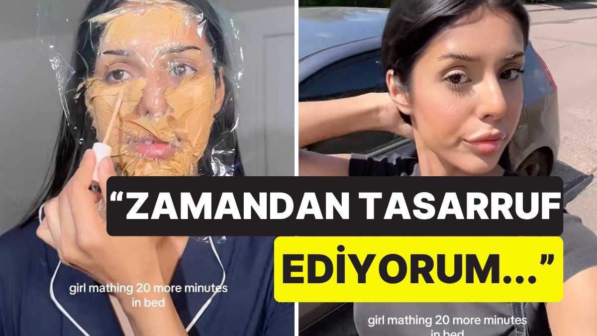 Yüzüne Streç Film Sararak Makyajını Önceden Yapan Kadın Dikkat Çekti