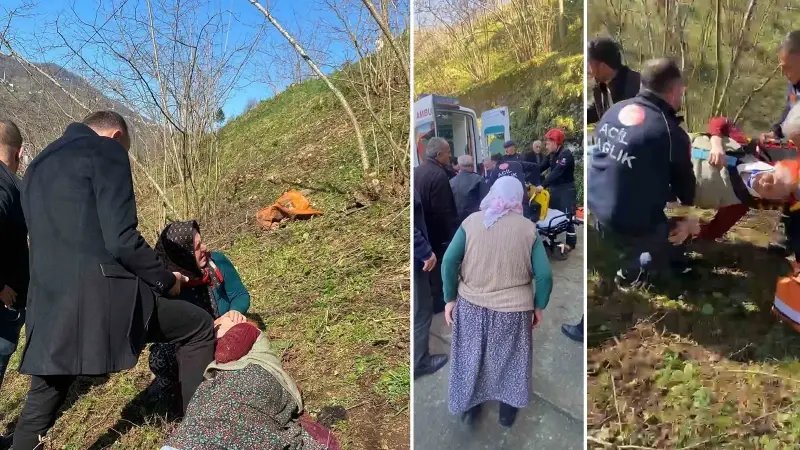 Yaşlı Kadın Fındık Bahçesine Düştü: Cenazeye Giderken Kurtarıldı