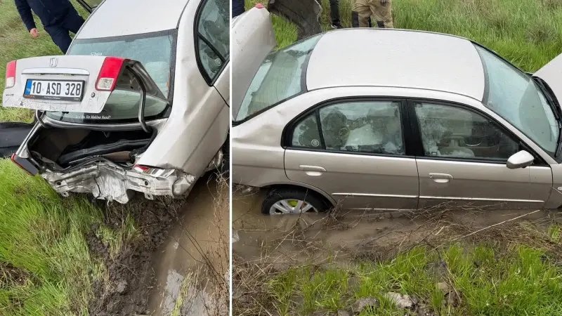Balıkesir'de Araziye Düşen Otomobilde Yaralılar Bulundu