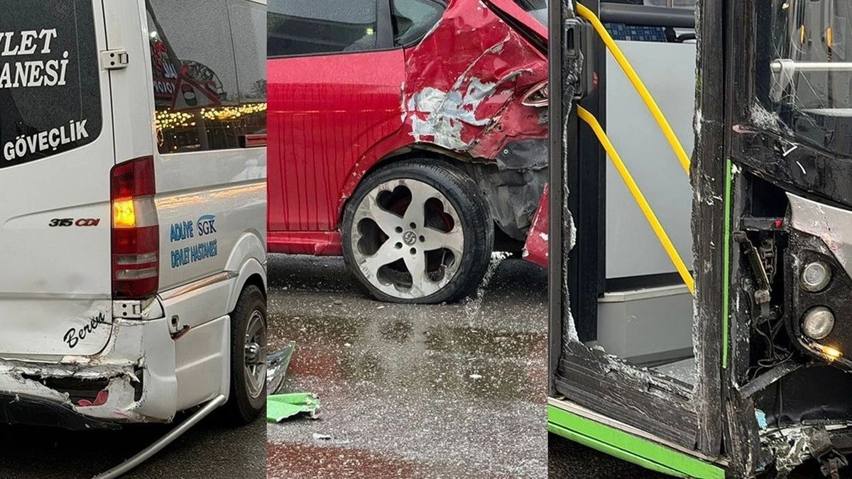 Denizli'de Feci Kaza: Belediye Otobüsü, Minibüs ve Otomobil Çarpıştı, 4 Yaralı