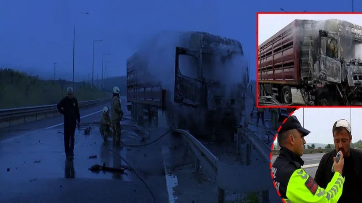Çekmeköy’de Faciadan Dönüldü! Kuzey Marmara’da Bariyerlere Çarpan TIR Alev Topuna Döndü