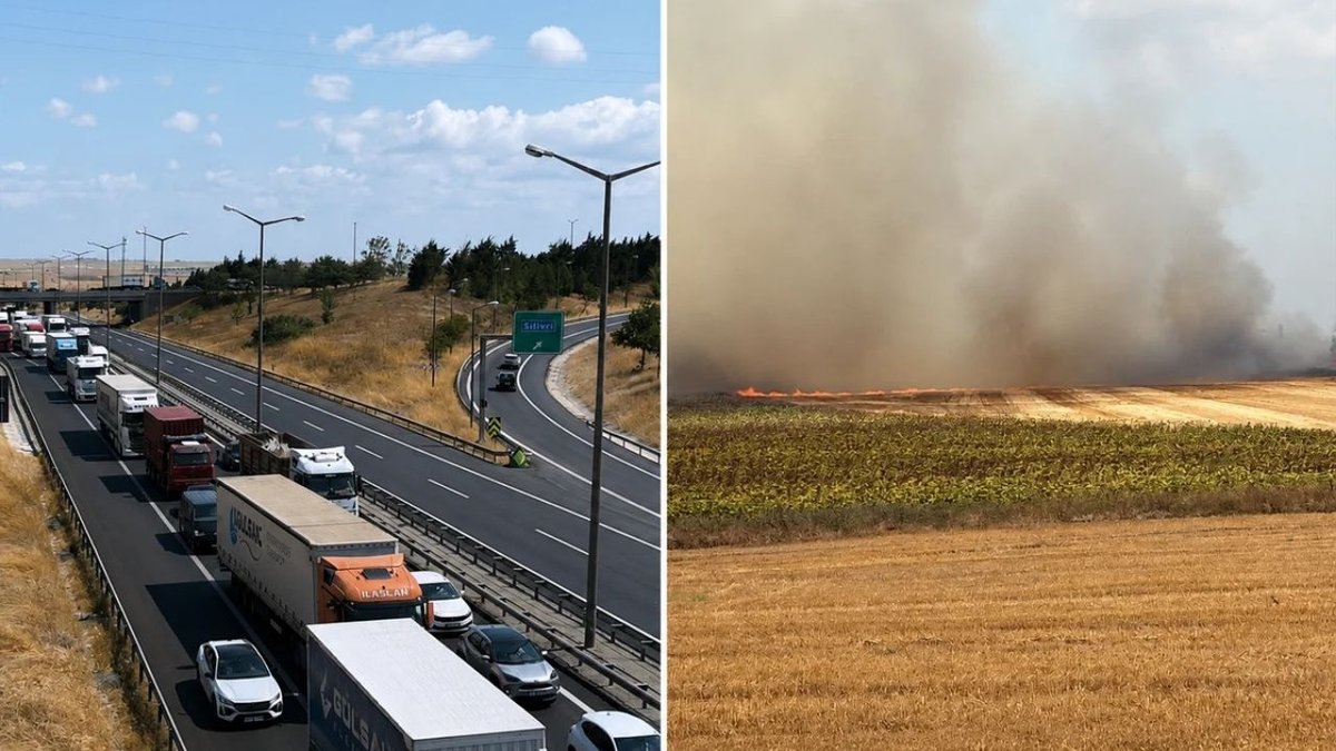 Silivri’de Yangın Paniği: Alevler TEM Otoyolu’na Ulaştı, Trafik Durdu