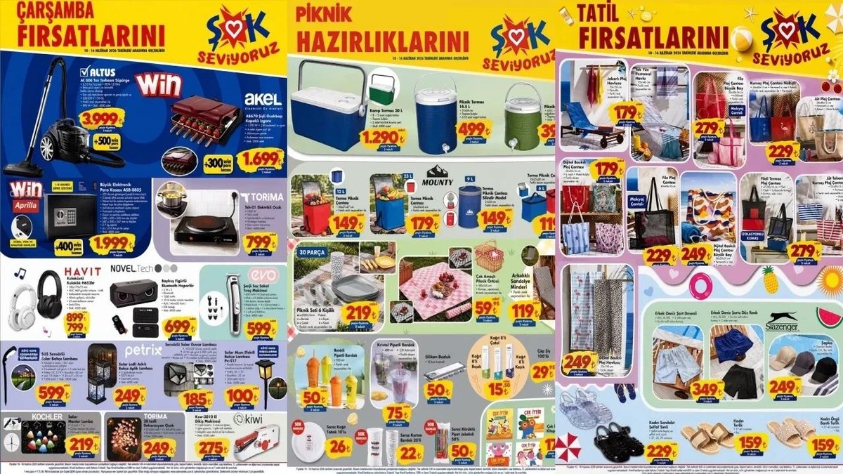ŞOK 10-16 Haziran 2026 Aktüel Ürünler Kataloğu: Süpürge, Kamp Sandalyesi, Masa Elektrikli Ocak ve Kulaklık Raflarda