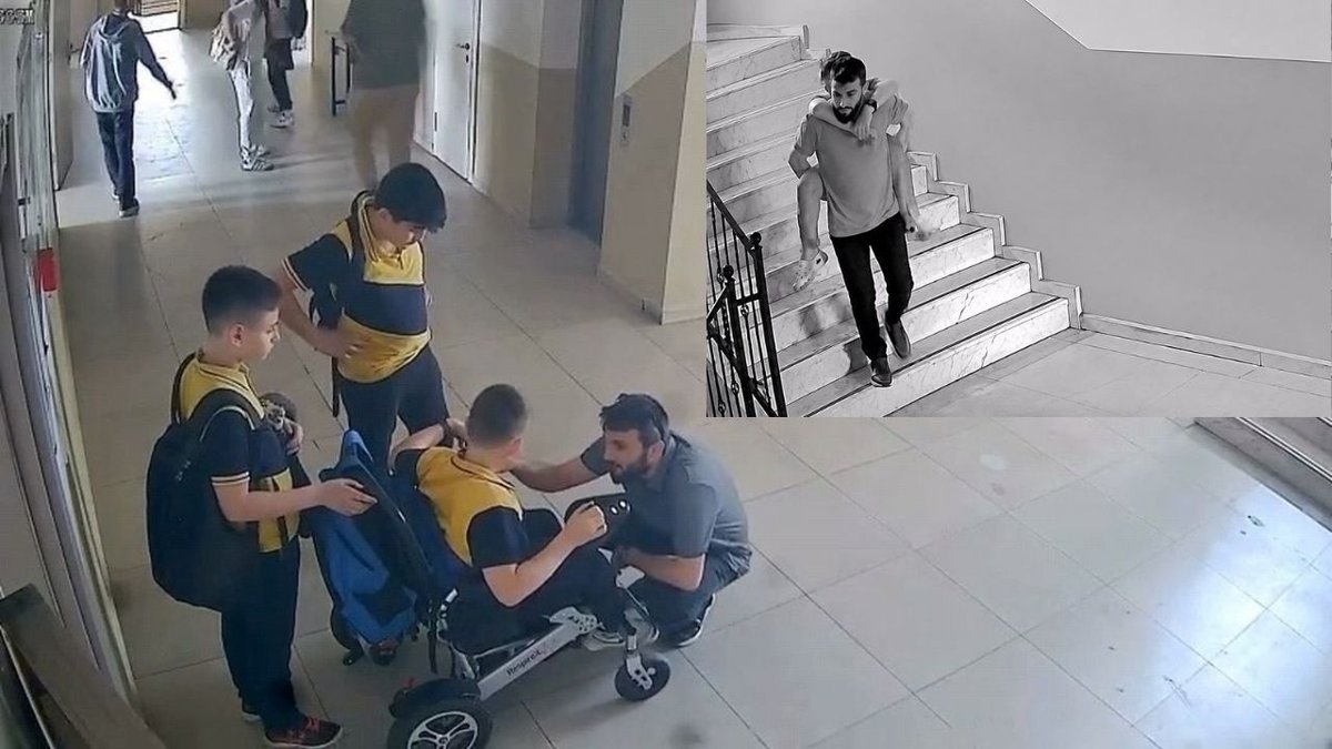 İnegöl’de Bedensel Engelli Öğrenciye Müdür Yardımcısından Örnek Destek